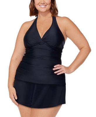 Plus Size Halterkini Tummy Control Swim Skirt Created For Macys