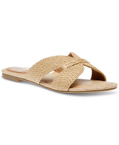 alfani DV Dolce Vita Geeya Raffia Criss Cross Strap Slide Sandals Women's Fashion Shoes & Accessories
