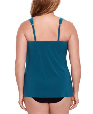 Miraclesuit Plus Size Razzle Dazzle Asymmetrical-drape Tankini Top In Nova