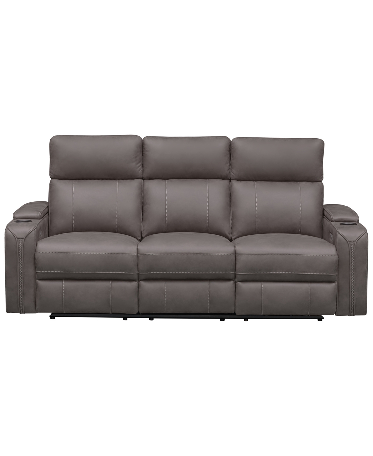 Shop Abbyson Living Avenger 85.8" Fabric With Dropdown Table Power Reclining Sofa In Gray