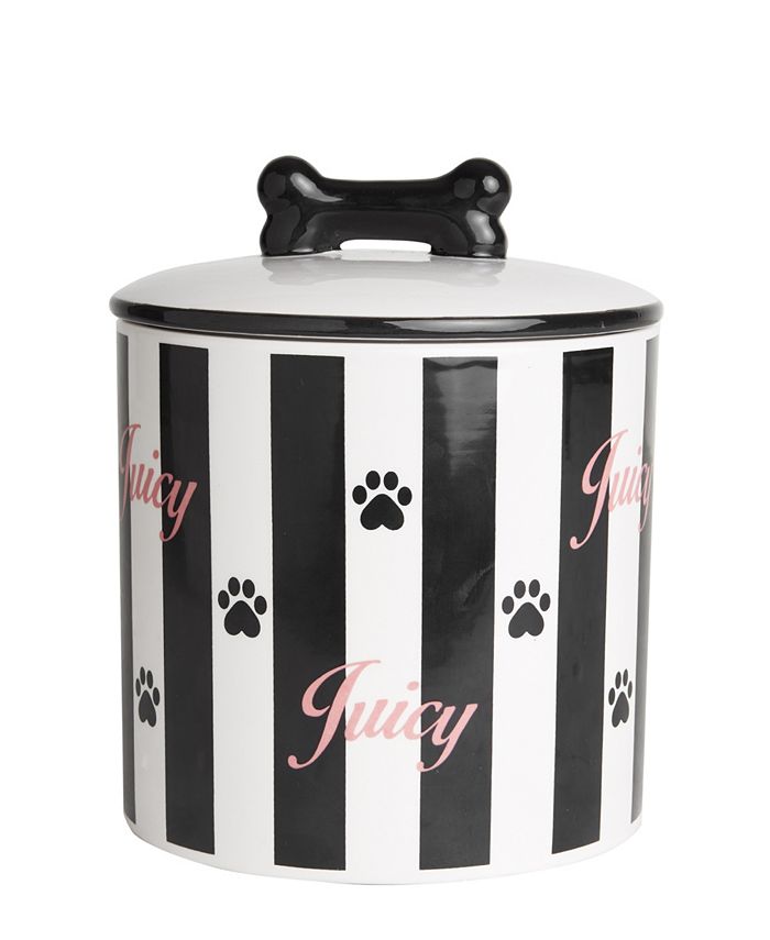 Juicy Couture Ceramic Treat Canister White Stripe Pet Treat Container Dog or Cat Treat Jar Macy's