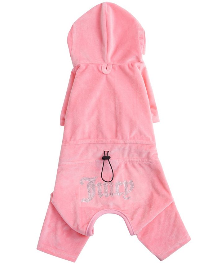 Juicy Couture Hooded Pet Juicy Bling Velour Tracksuit for Small Dogs