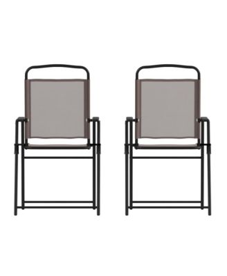 Munroe Set Of 2 Textilene Folding Sling Style Patio Chairs With Armrests