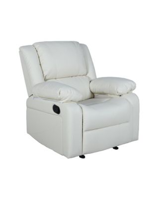 Single Piece  Upholstered Fabric or Faux Leather Bustle Back & Padded Arms Recliner Chair