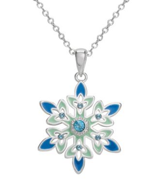 Frozen Silver Plated Blue Crystal Snowflake Pendant Necklace, 18