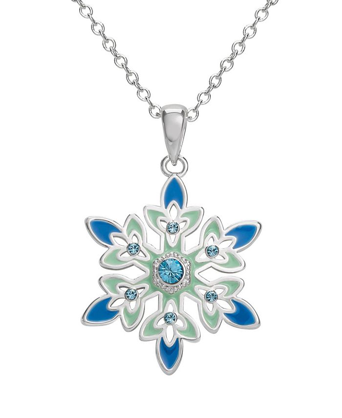 Disney Frozen Silver Plated Blue Crystal Snowflake Pendant
