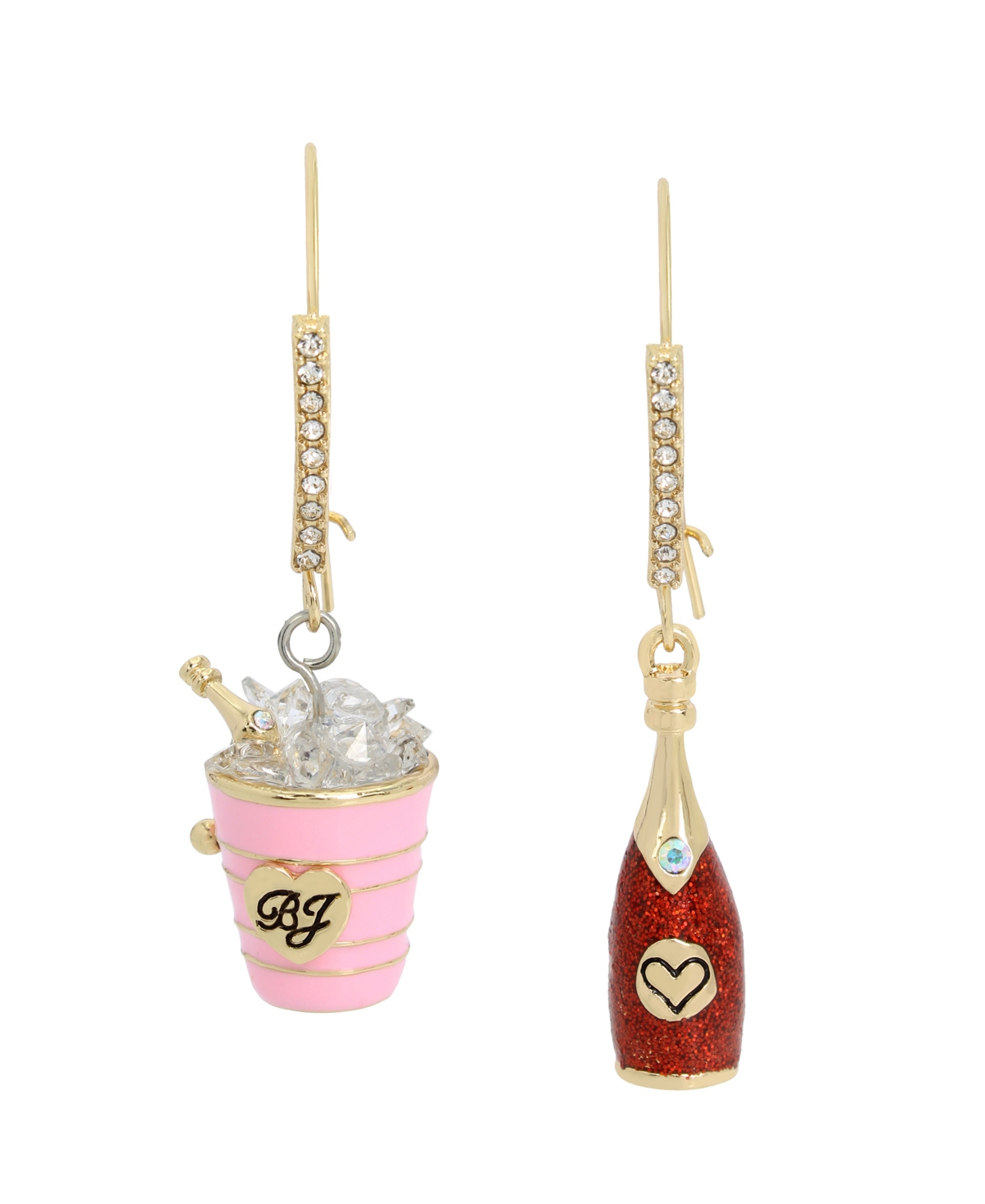 Faux Stone Champagne Mismatch Dangle Earrings - Pink, Gold