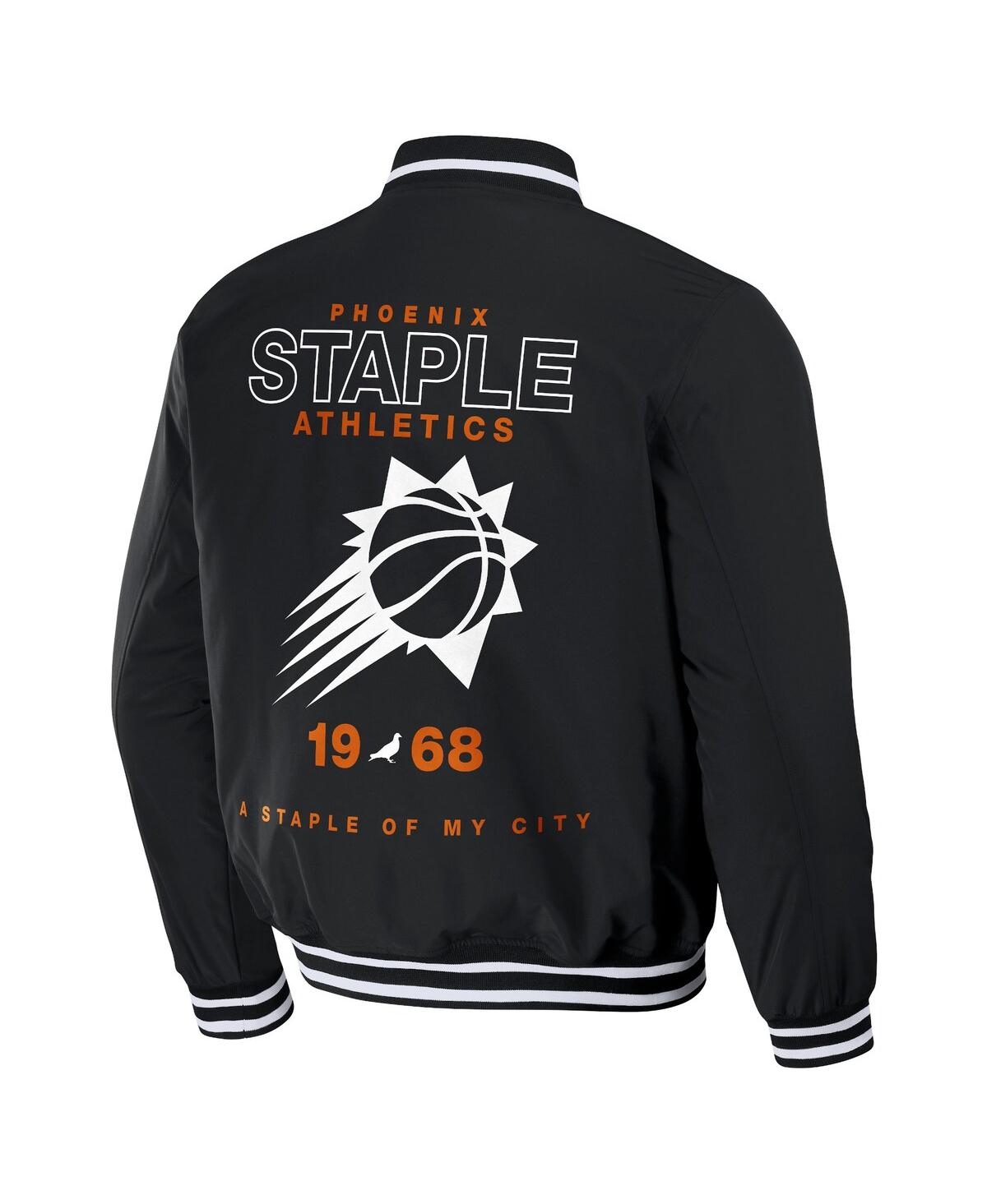 Shop Staple Men's Nba X  Black Distressed Phoenix Suns My City Full-snap Varsity Jacket