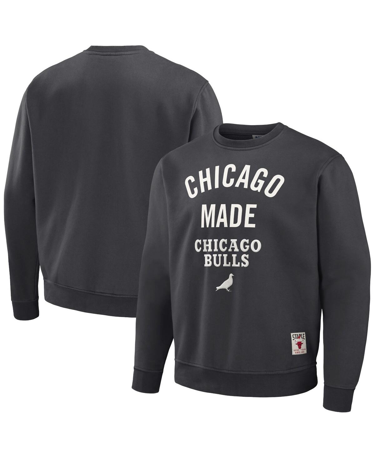 Staple Men's Nba X  Anthracite Chicago Bulls Plush Pullover Sweatshirt