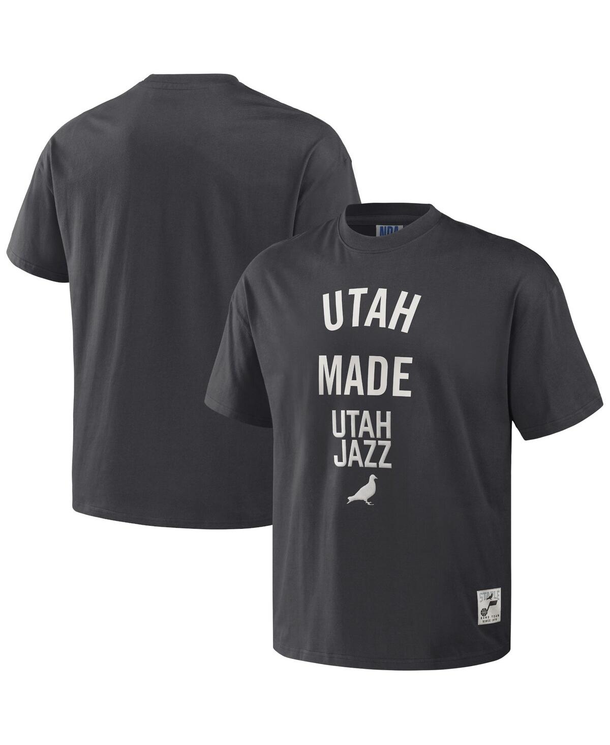 Men's Nba x Staple Anthracite Utah Jazz Heavyweight Oversized T-shirt - Anthracite