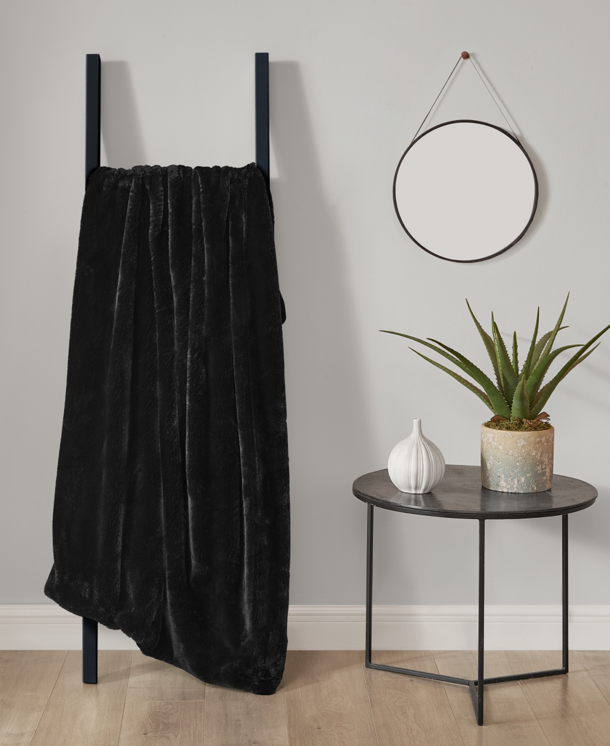 Lucky Brand Solid Mink Faux Fur Throw, 50" x 70"