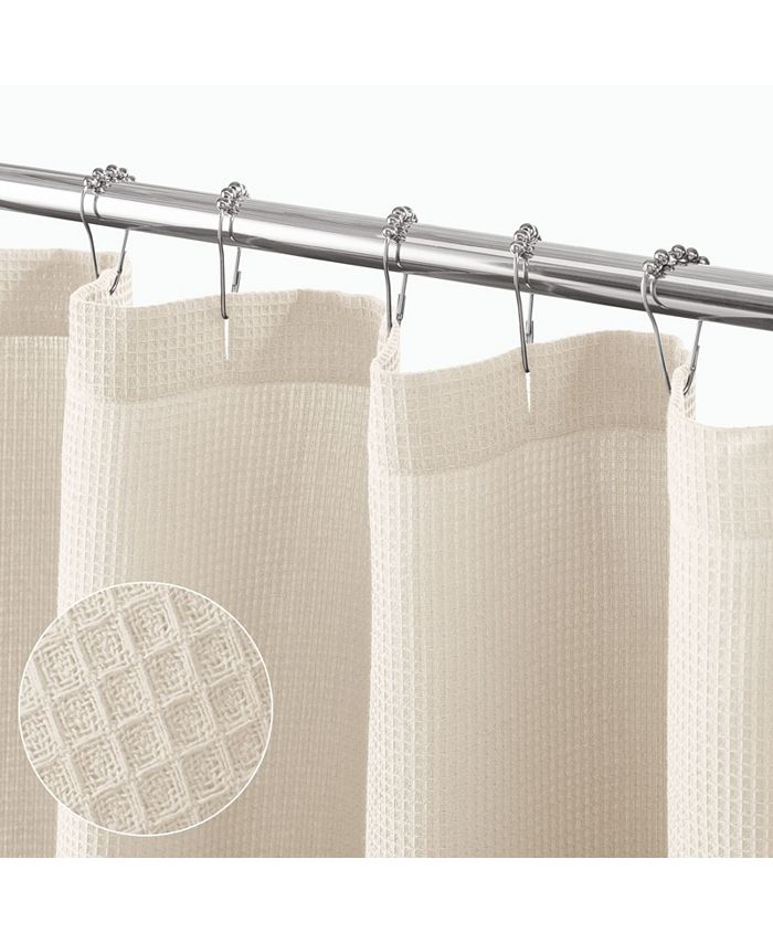 mDesign Cotton Waffle Knit Shower Curtain Hotel Style 72" x 72", Cream Beige Macy's