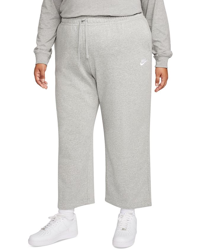 Nike Plus Size Sportswear Club Fleece Mid-Rise Wide-Leg Sweatpants - Macy's
