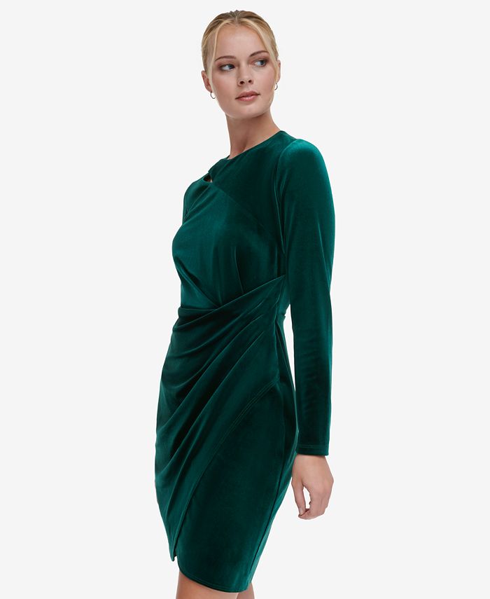 Macy's green velvet dress discount