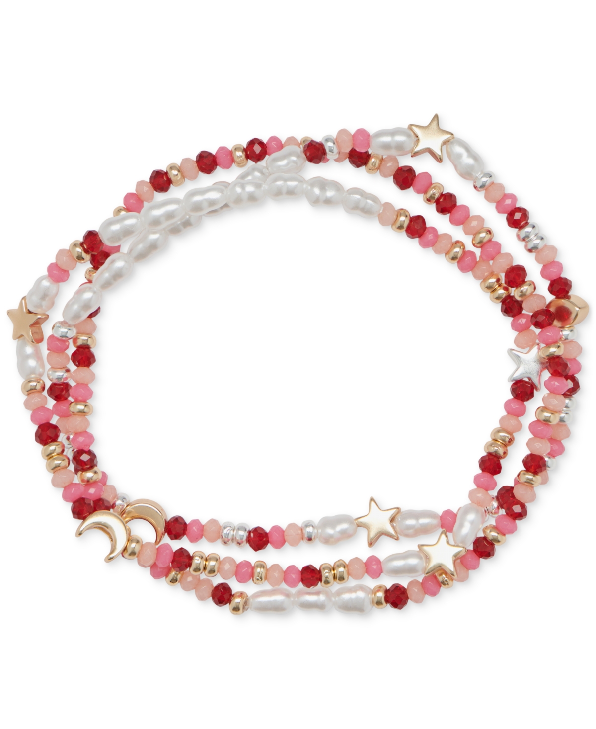 Lucky Brand Two-Tone 3-Pc. Set Star & Mixed Bead Stretch Bracelets