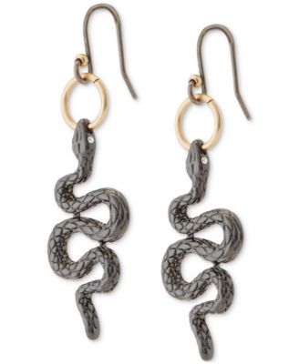 Lucky Brand Two-Tone Pavé Snake Linear Drop Earrings
