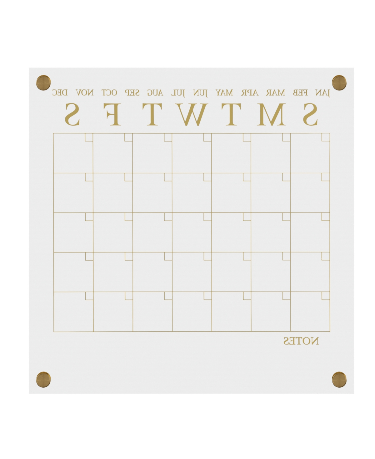 Shop Martha Stewart Grayson Acrylic Dry Erase Wall Calendar With Dry Erase Marker And Mounting Hardware, 14" Square In Clear,gold