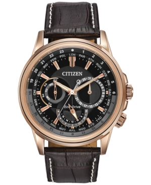 UPC 013205110412 product image for Citizen Men's Eco-Drive Calendrier Brown Leather Strap Watch 44mm BU2023-04E | upcitemdb.com