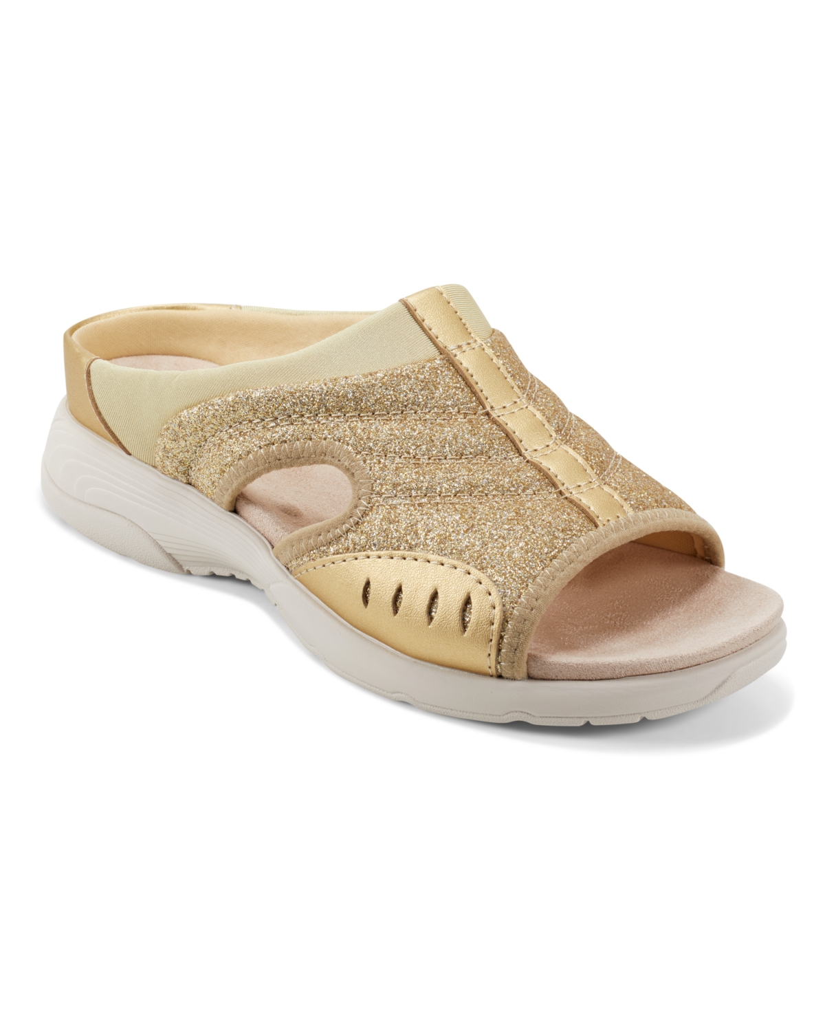 Shop Easy Spirit Women's Traciee Square Toe Casual Slide Sandals In Gold Glitter
