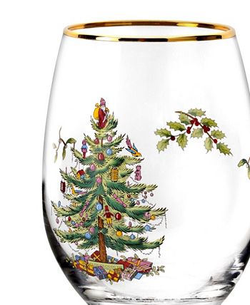 Spode Christmas Tree Stemless Wine Glasses, Set of 8 - Macy's