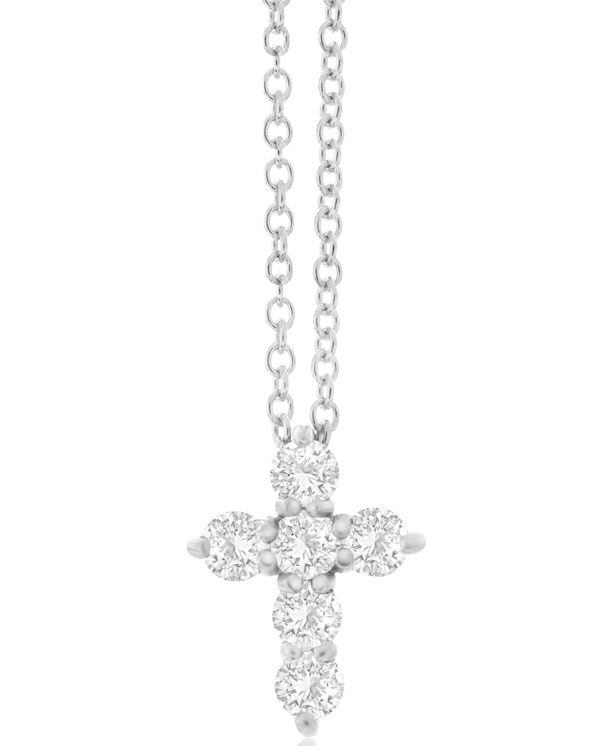 Shop Macy's Diamond Cross Pendant Necklace (1/3 Ct. T.w.) In 14k White Gold, 16" + 2" Extender In K Yellow Gold