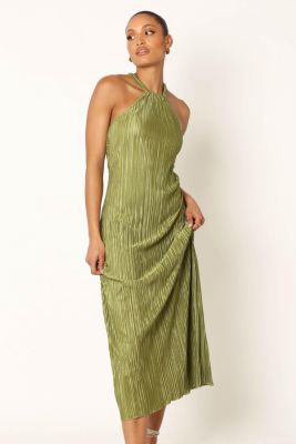 Womens Melody Plisse Halter Maxi Dress
