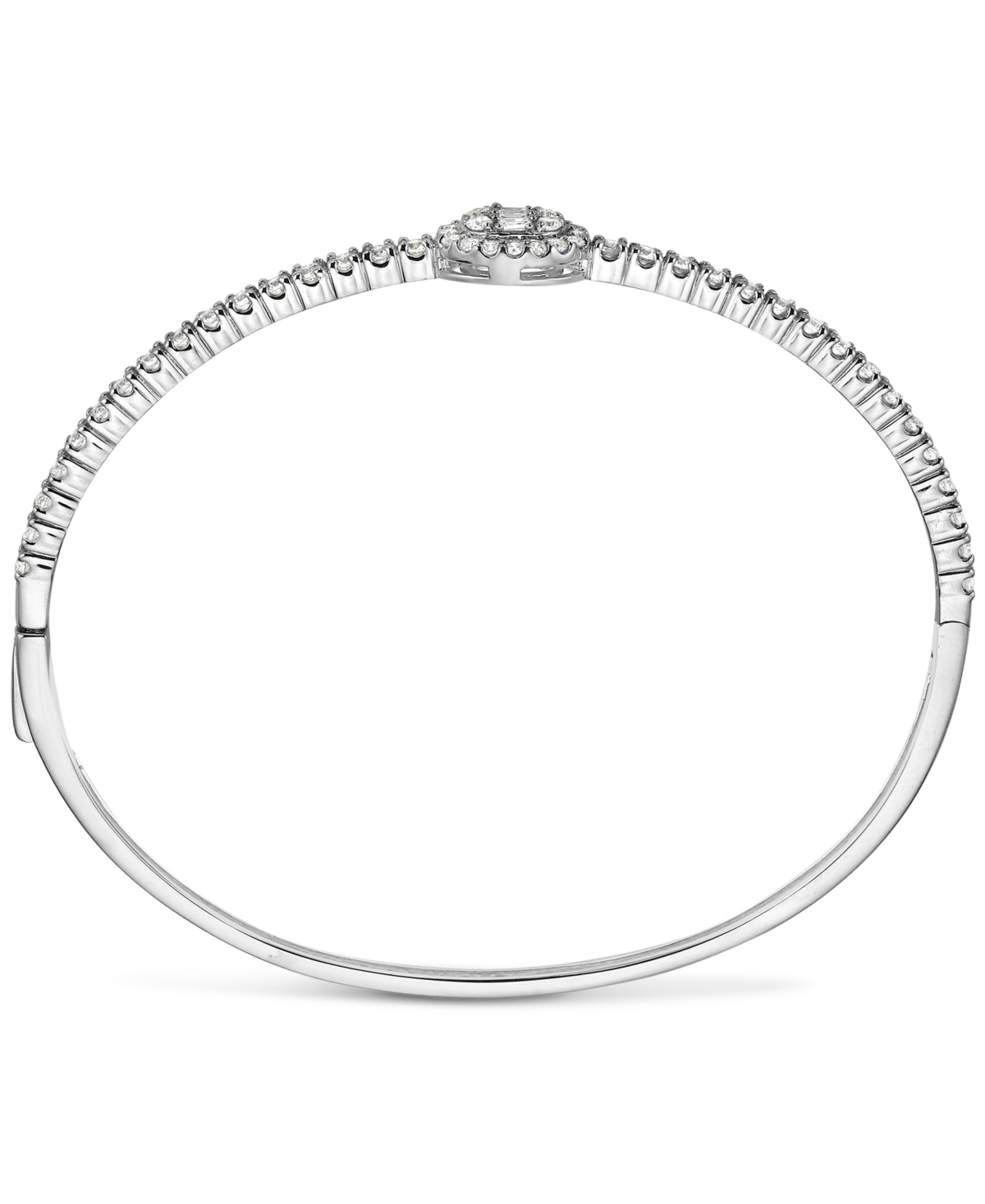 Shop Macy's Diamond Baguette & Round Center Cluster Bangle Bracelet (1-1/2 Ct. T.w.) In 14k White Gold