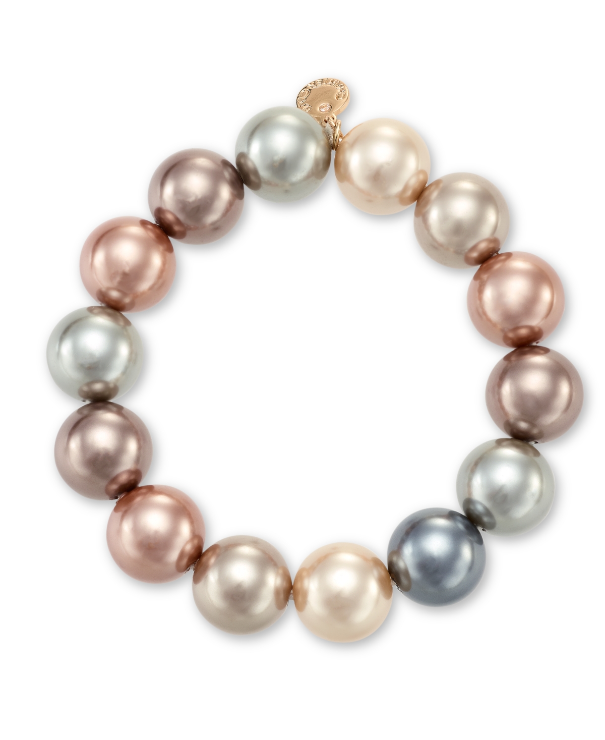 Gold-Tone Tonal Imitation Pearl Stretch Bracelet, Created for Macy's - Taupe
