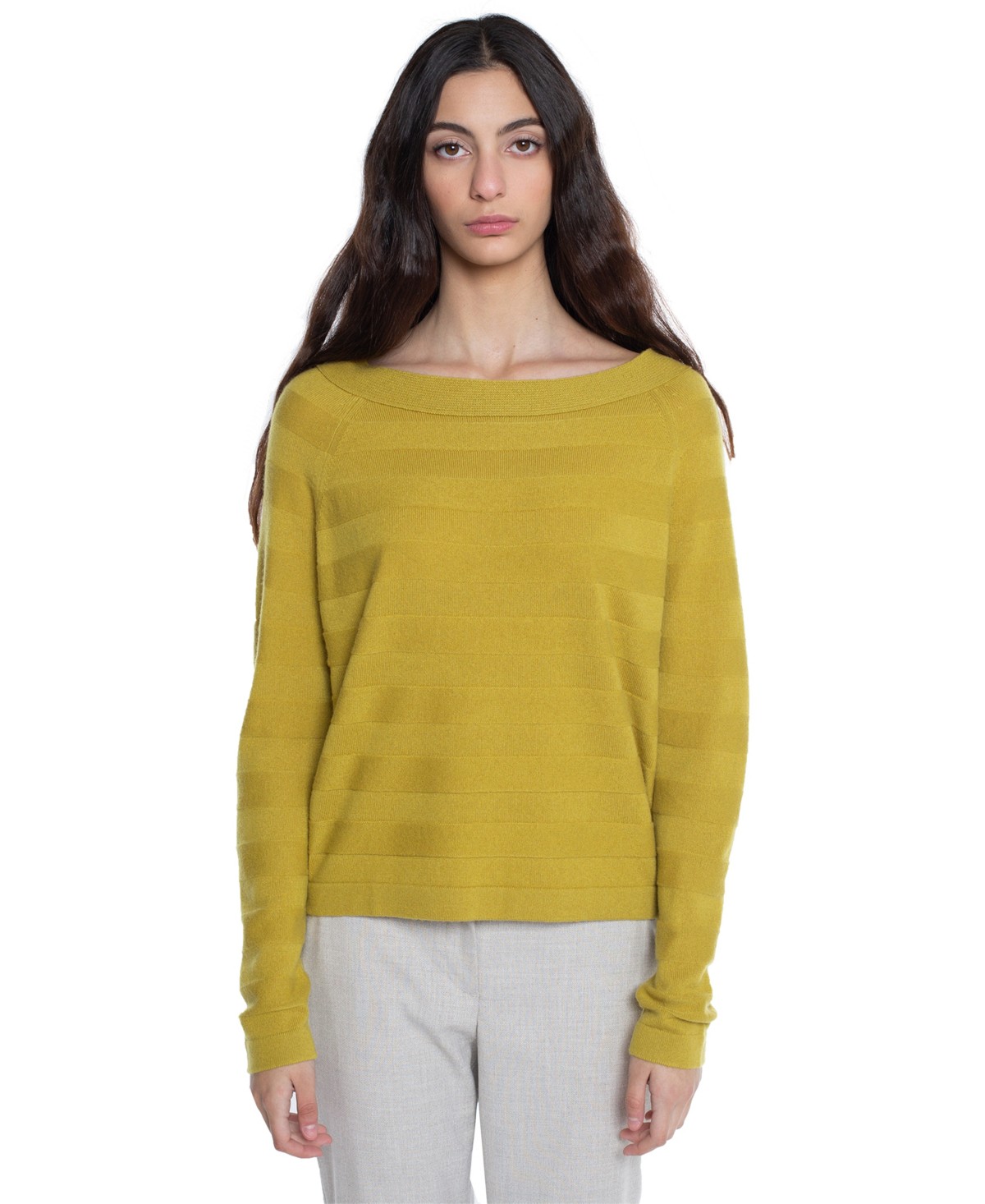 Женские J Cashmere Women's 100% Pure Cashmere Horizontal Rib Boatneck Raglan Sweater — фото 1