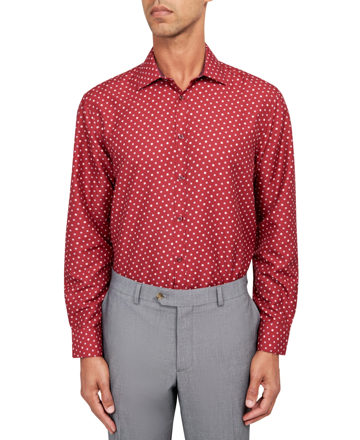 Calabrum Men's Regular-fit Micro-geo Dress Shirt In Red