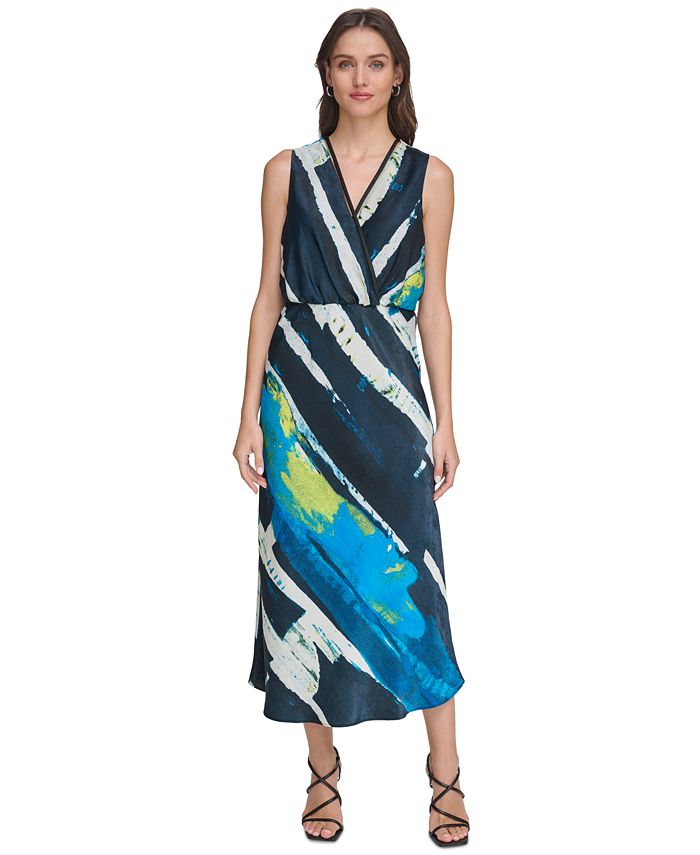 Cardydony Women's Solid Color Lace Patchwork Sleeveless Midi Dress