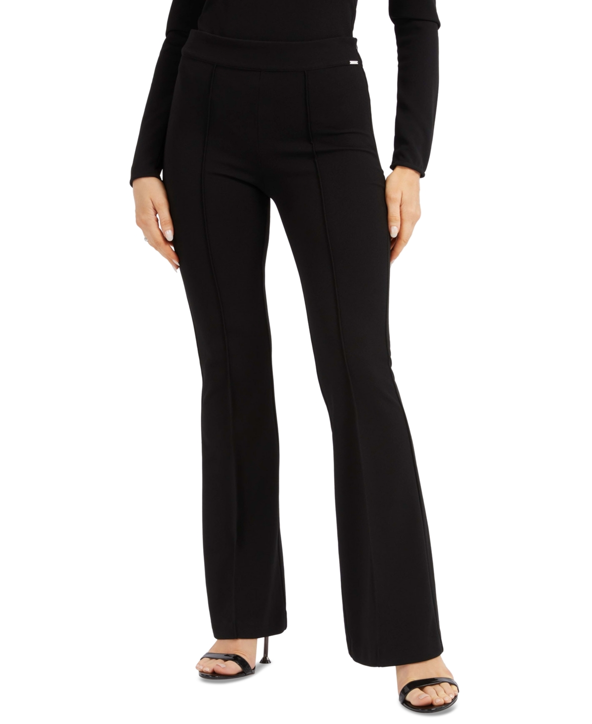 Guess Women's Evelina Seamed High Rise Flared-leg Pants In Jet Black A