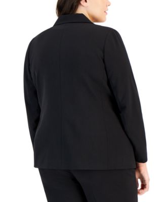 Plus Size Peak-Lapel Button-Front Blazer