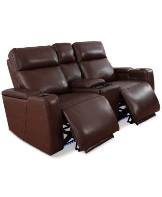 Greymel 74" Zero Gravity Leather Loveseat with Console and Power Headrests