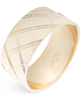 Lauren Ralph Lauren - Gold-Tone Tartan Pattern Bangle Bracelet
