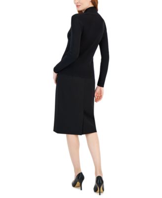 Shop Anne Klein Womens Ribbed V Neck Sweater Pull On Pencil Skirt In Anne Black
