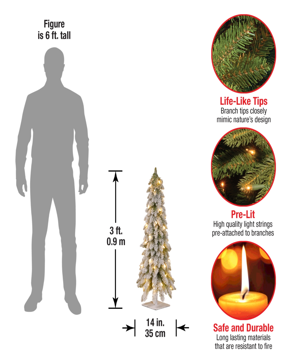 National Tree Snowy Downswept Forestree with Metal Plate and 50 Clear Lights