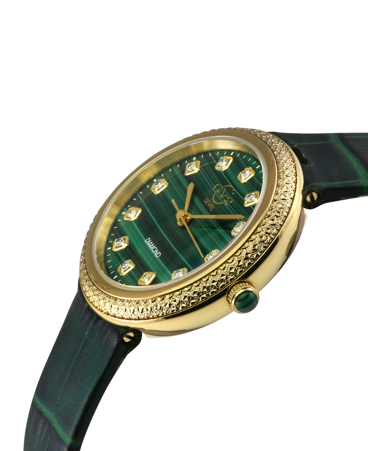 Shop Gv2 By Gevril Women's Arezzo Green Leather Watch 33mm In Gold