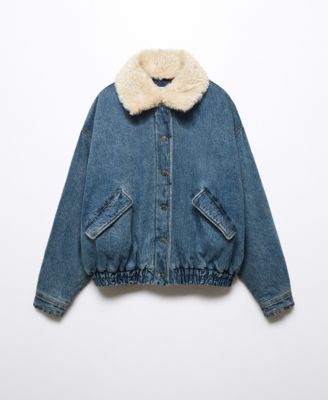 MANGO Women's Faux Shearling Bomber Jacket - Macy's