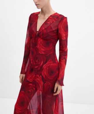 MANGO Women's Floral Chiffon Dress