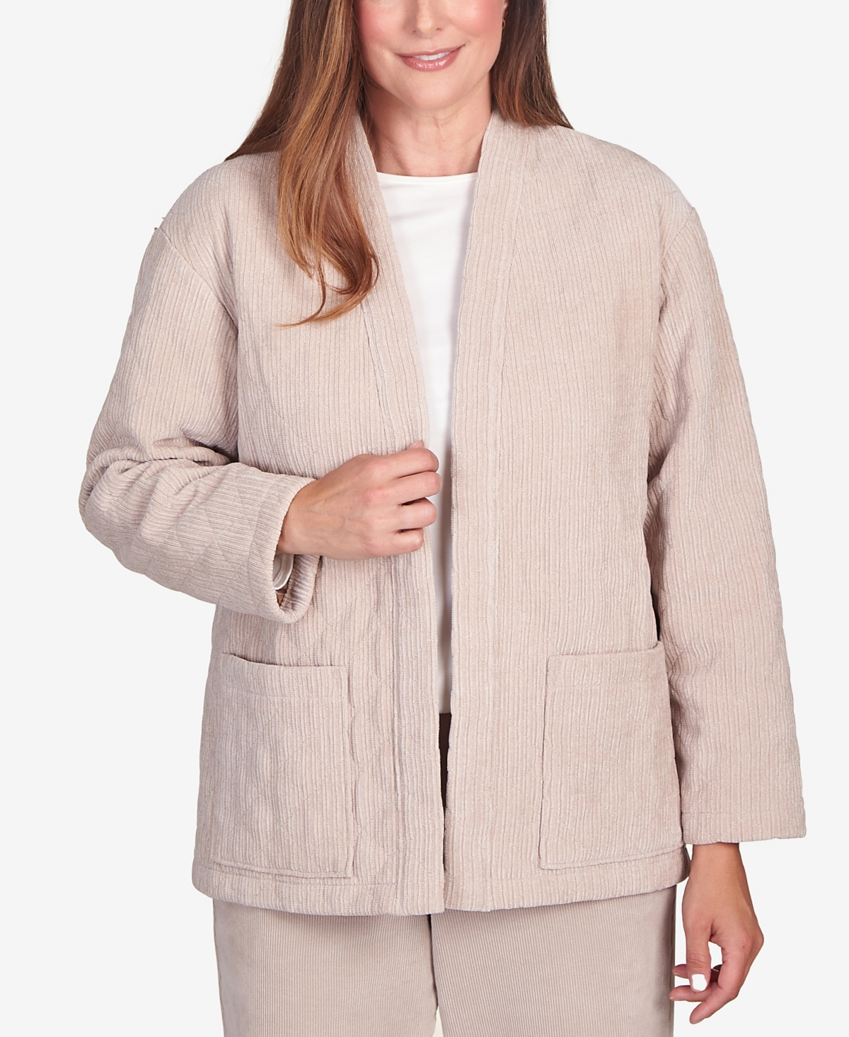 ALFRED DUNNER PETITE ST.MORITZ QUILTED CHENILLE CORDUROY JACKET