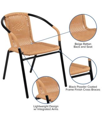 2 Pack Rattan Indoor-Outdoor Restaurant Stack Chair With Curved Back