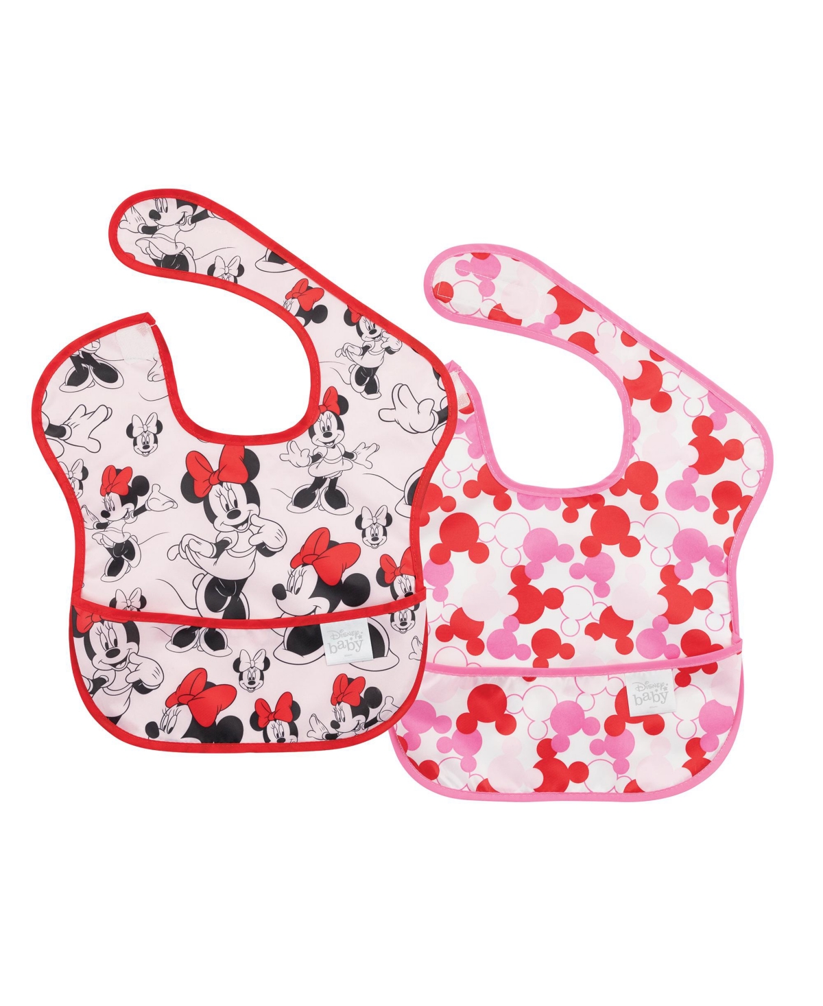 Bumkins Superbib Disney Baby Boys And Girls Lightweight Bibs, Pack Of 2 In Minnie Mouse Classic Icon