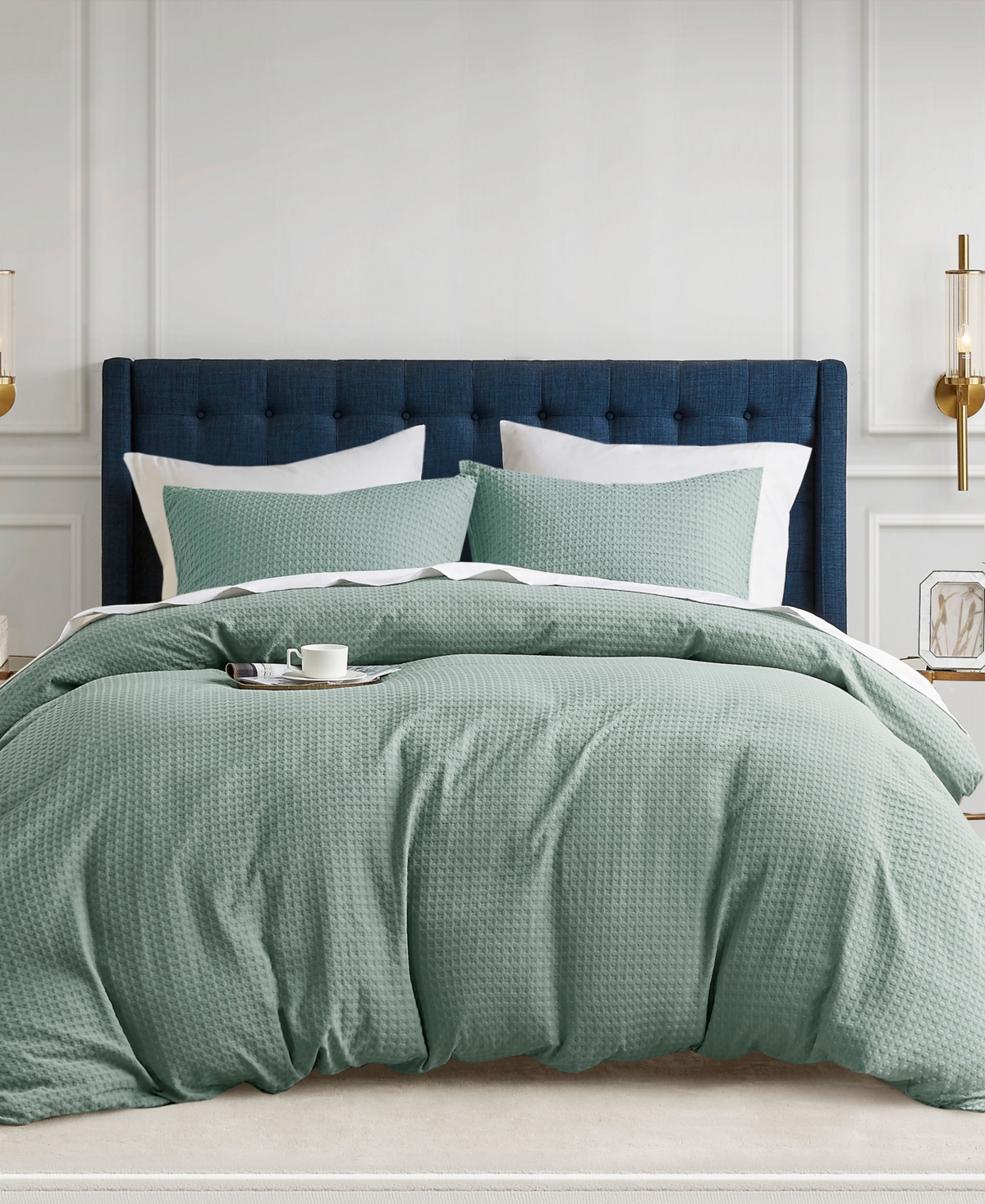Shop 510 Design Mina Waffle Textured 2-pc. Duvet Cover Set, Twin/twin Xl In Sage Green