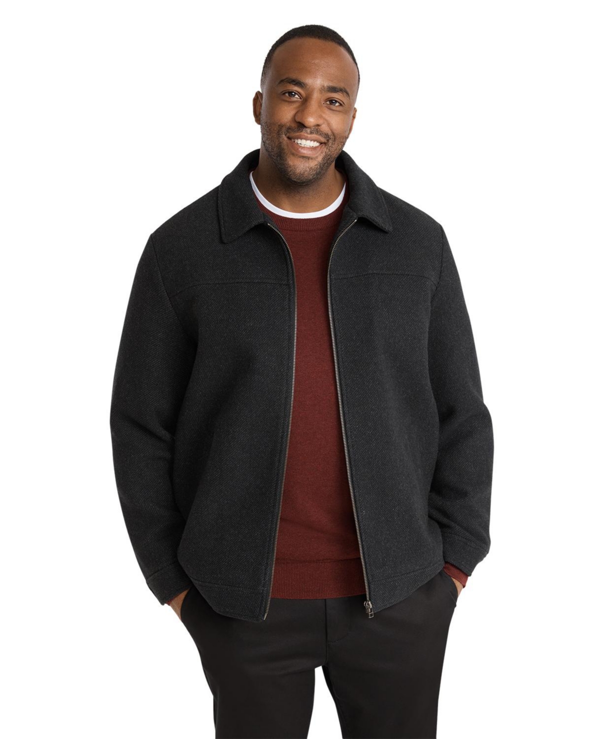 Men's Big & Tall Paddington Zip Jacket - Charcoal