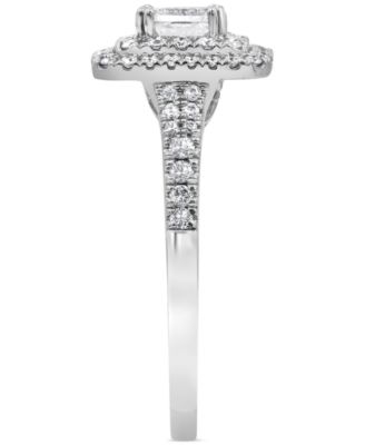Diamond Emerald-Cut Double Halo Engagement Ring (1 ct. t.w.) in 18k White Gold