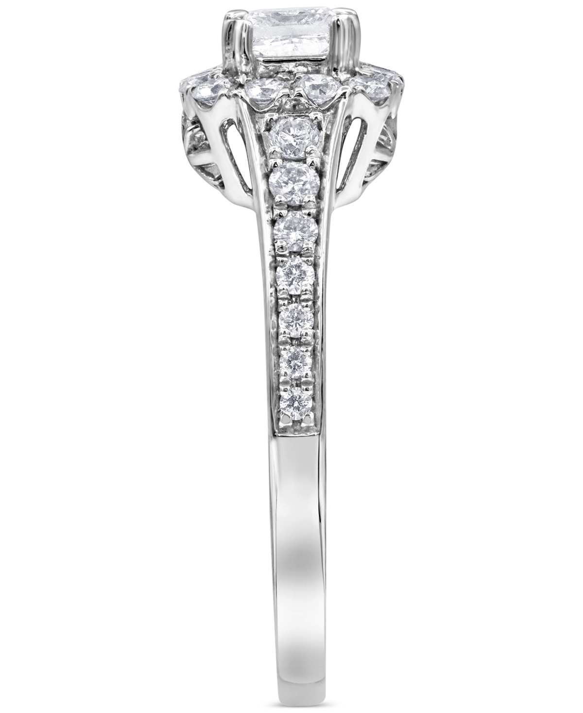 Macy's Diamond Princess-cut Halo Engagement Ring (1 Ct. T.w.) In 18k White Gold In White Gold