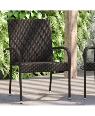 Sala Stacking All-Weather Wicker Wrapped Powder Coated Steel Patio Club Chairs For Indoor And Outdoor Use