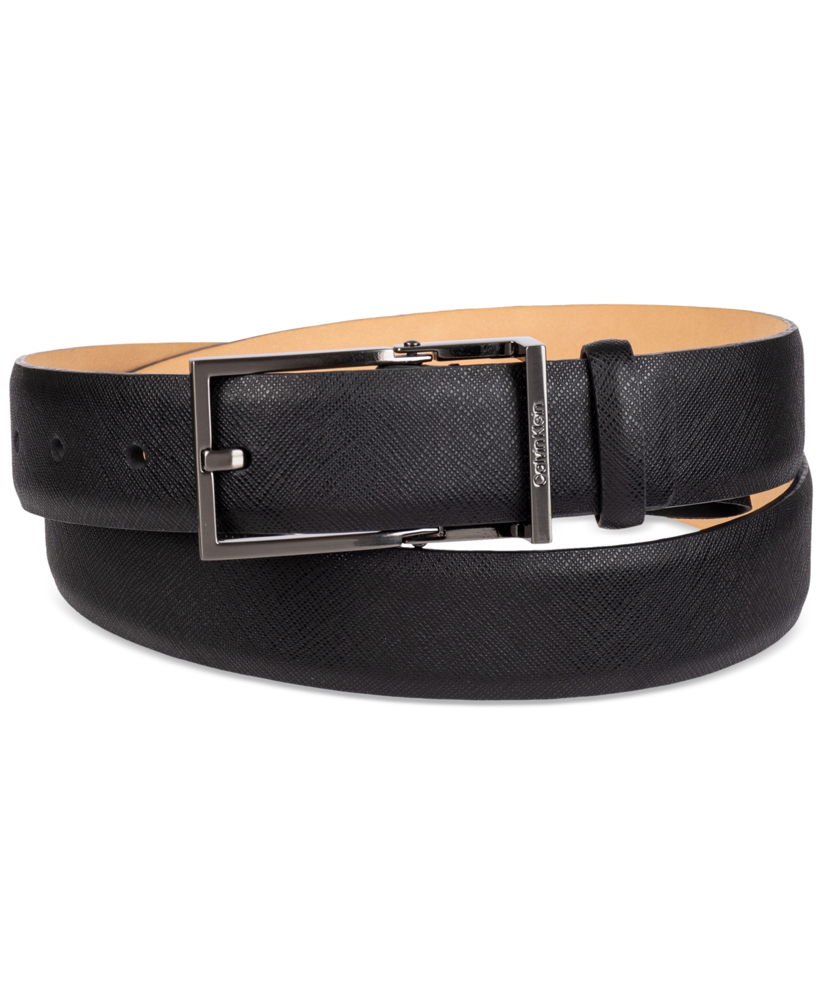 Calvin Klein Men's Hinge Harness Leather Belt In Black