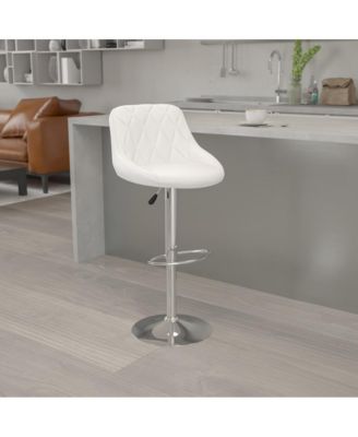 Bucket Seat Adjustable Height Barstool With Diamond Pattern Back